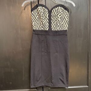 Guess Black and Tan Strapless Dress